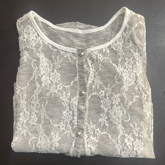Heather grey and Lace top - Picture 5 of 10